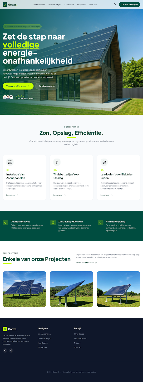 Goozz Green Energy homepage screenshot