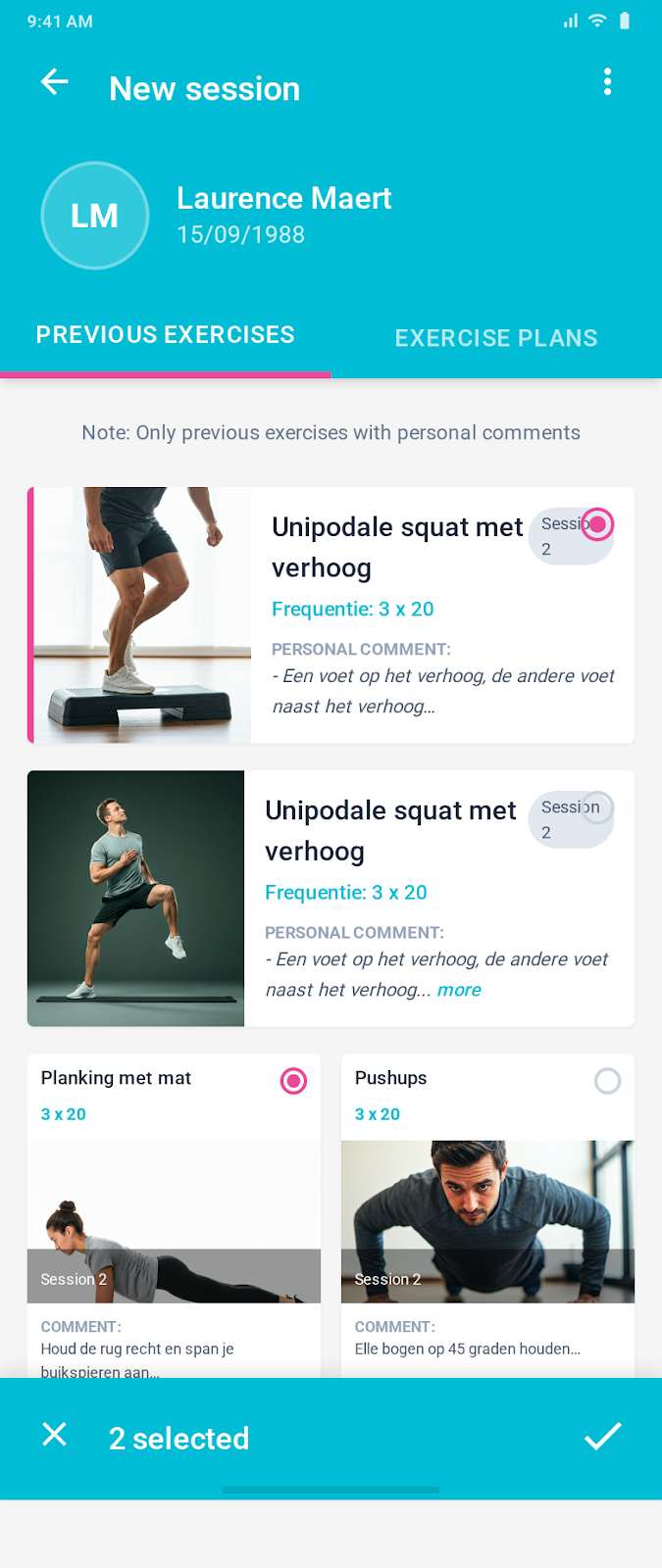 PhysioMate oefeningen toevoegen